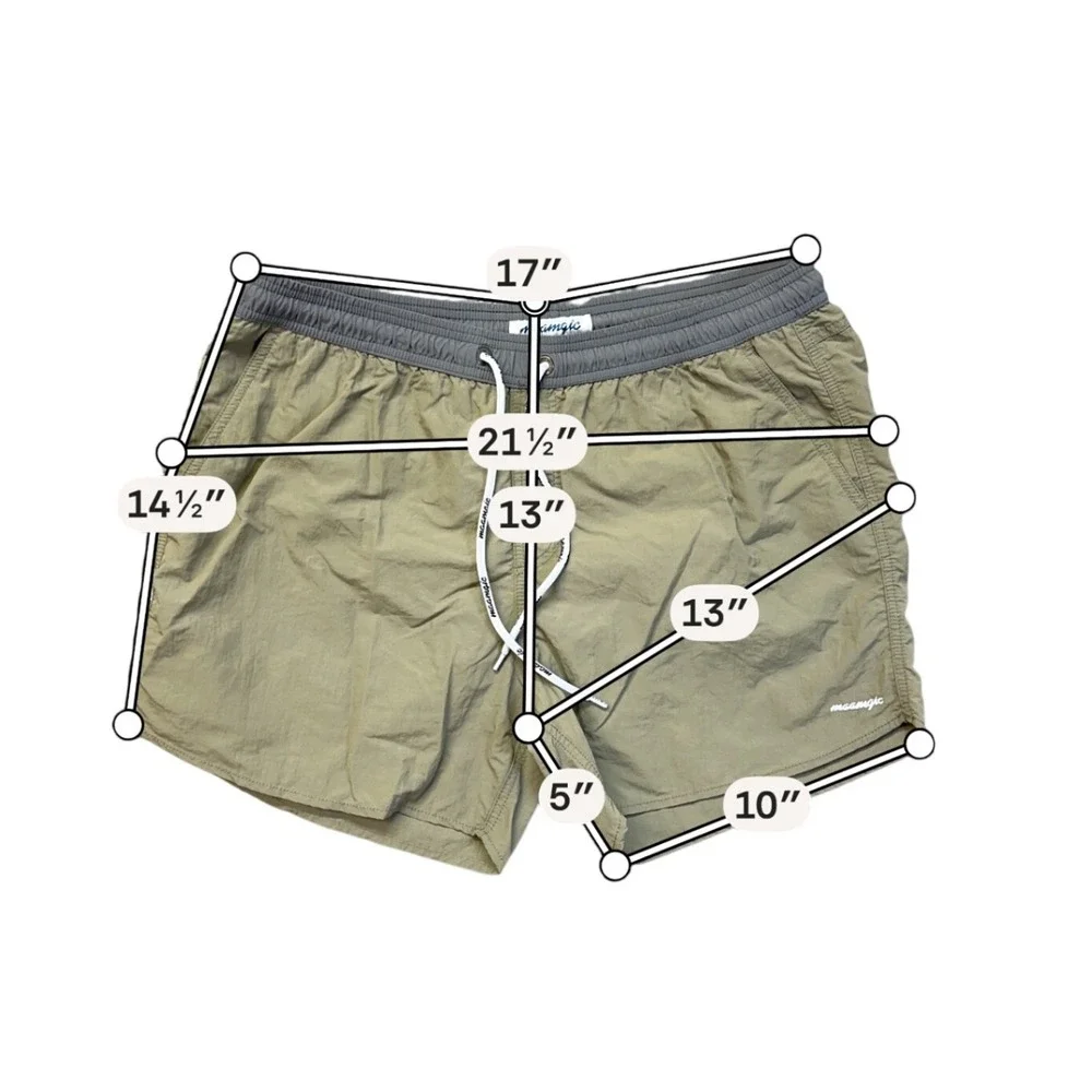 Maamgic Swim Trunks Mens XL Olive Green Excellent 5